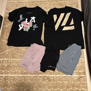 YOUNGLA BUNDLE!!! 2 oversized tees and 3 shorts all medium and gently used